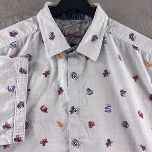 Robert Graham Button Down Shirt Mens Size 2XL White Geometric Scribble